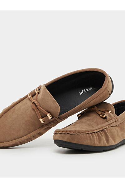 Styli Faux Suede Slip On Loafers