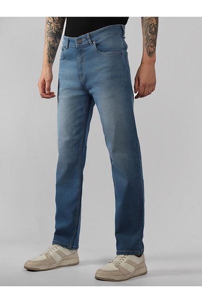 Dennis Lingo By Styli Mid Rise Straight Fit Faded Jeans