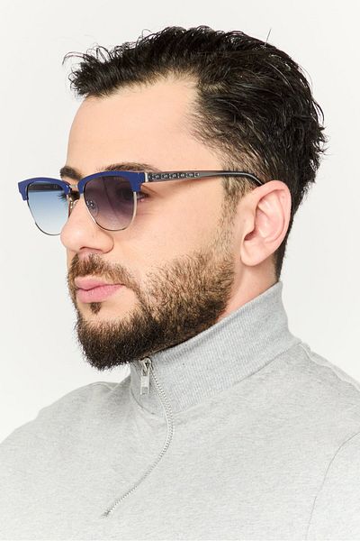 Guess Men GU00037 UV Protection Clubmaster Sunglasses, Navy