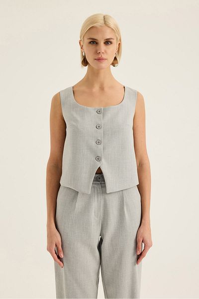 SEVİLEN Square Collar Striped Vest