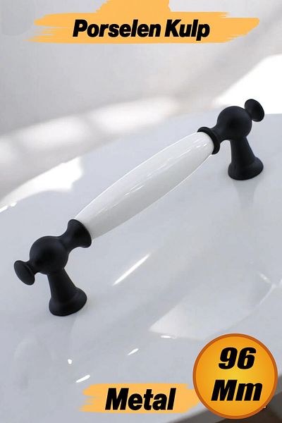 NUBLADO Barnas Porcelain Handle 96 mm Furniture Drawer Kitchen Cabinet Cupboard Door Handles Kulb Handle Black.