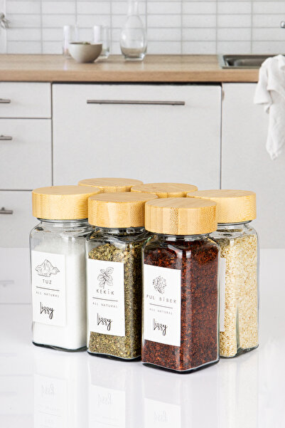 naturelove مجموعة من 6 شاكرات ملح مربعة صغيرة مع أغطية من الخيزران