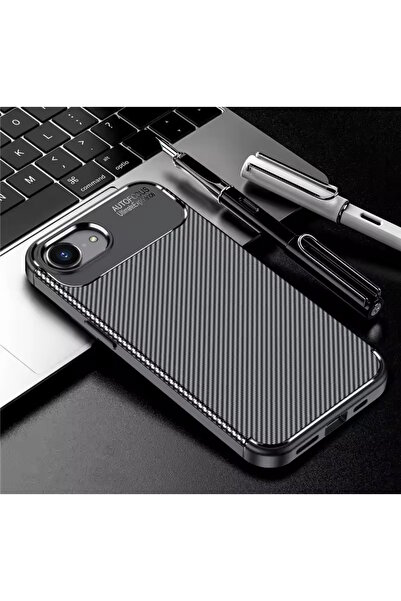 m.tk moveteck iPhone 16e Kılıf Kamera Çıkıntılı Korumalı Karbon Desenli Renk Atmaz Koruyucu Negro Kapak