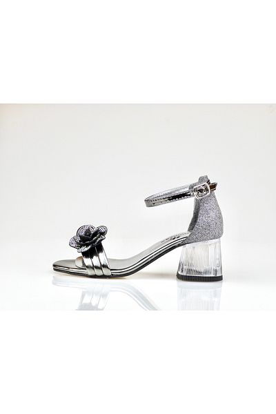 JOJO KIDS pantofi de seara pentru fete cu toc transparent, pantofi cu toc gros