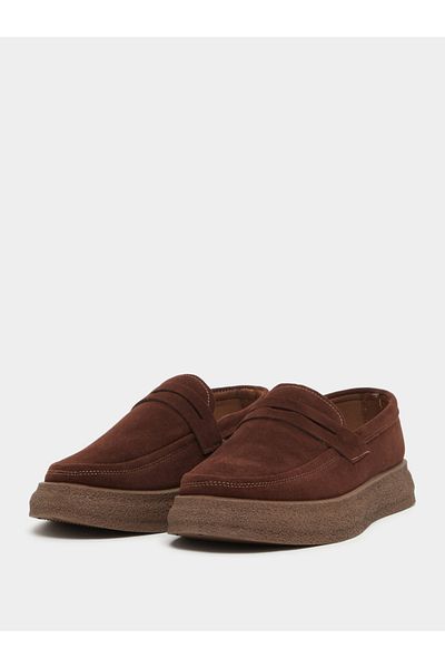 Styli Platform Sole Faux Suede Slip On Loafers