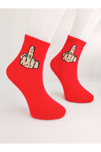 Shuttle Park Special Series Unisex Socks Stylish Comfortable Style Patterned Lettered Red Colored College Socks