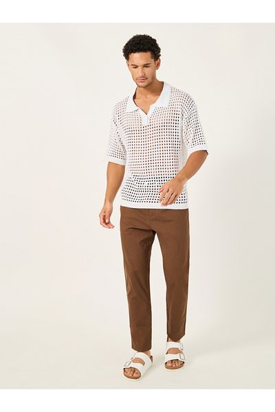 Styli Crochet Knit Oversized Polo T-Shirt