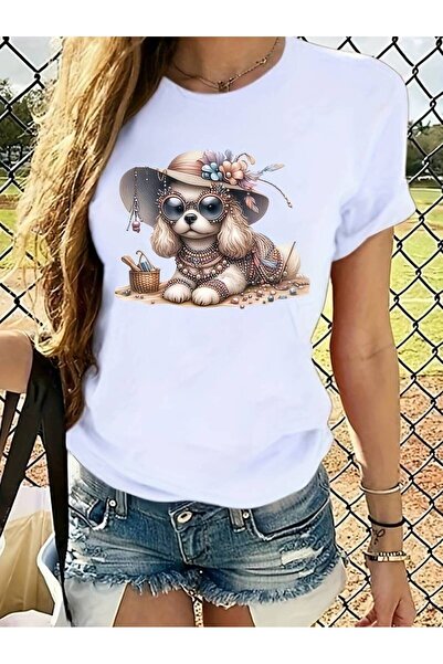 HOFFNUNG Cute Dog cu imprimeu Femei tricou Mărime mare