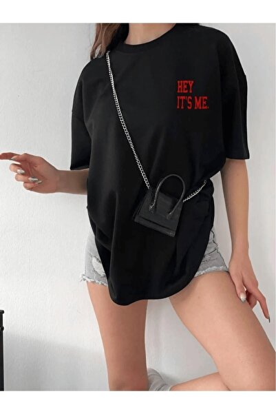 HOFFNUNG Unisex Hey IT`S ME Printed Oversize Boyfriend T-Shirt