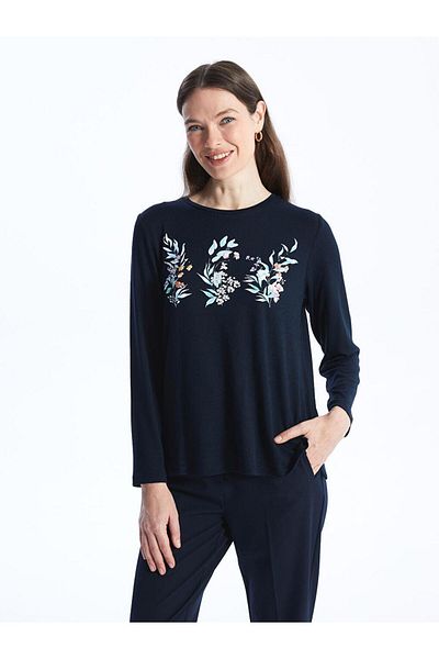 LC Waikiki Bluză de damă cu mânecă lungă florală cu decolteu