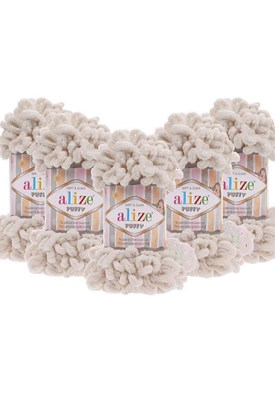 Alize Puffy 599 - 5 Pieces Hand Knitting Yarn Bone 599