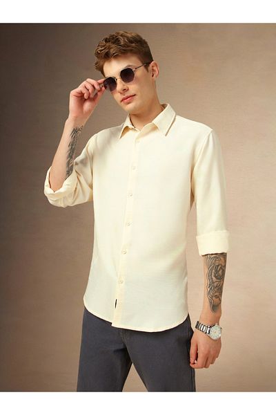 Dennis Lingo By Styli Solid Relaxed Fit Spread Collar Shirt