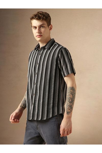 Dennis Lingo By Styli Striped Relaxed Fit Spread Collar Shirt