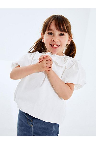 LC Waikiki Crew Neck Balloon Sleeve Baby Girl Shirt