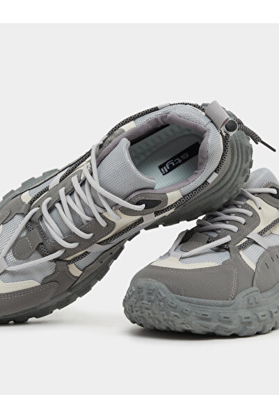 Styli Abstract Lace Design Chunky Sole Lace Up Sneakers