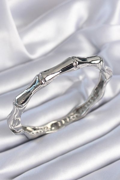 ForWhat Silver Brass Bamboo Bracelet for Elegant Woman