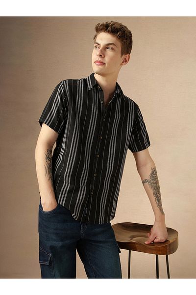 Dennis Lingo By Styli Striped Relaxed Fit Spread Collar Shirt