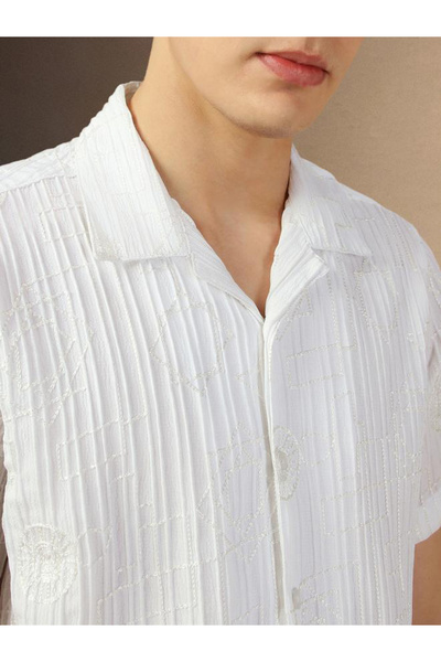 Dennis Lingo By Styli Textured Regular Fit Spread Collar Shirt