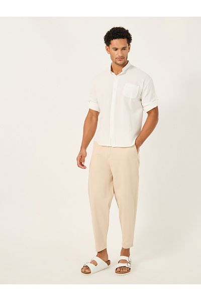 Styli Solid Mandarin Collar Regular Fit Shirt