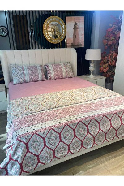 GÜLÇEYİZ NEVRESİM ÇİFT KİŞİLİK NEVRESİM TAKIMI İKİ YASTIK, LASTİKLİ ÇARŞAF, FERMARLI YORGAN, 100½ PAMUK UYKU SETİ.