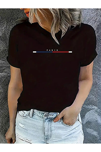 HOFFNUNG Unisex Paris cu imprimeu guler rotund supradimensionat tricou