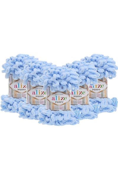 Alize (5 Τεμάχια) Κλωστή πλεξίματος στο χέρι Puffy 5 Pack - 183 γαλάζιο - 100 γρ. 9 Mt. Σχοινί πλεξίματος δακτύλων
