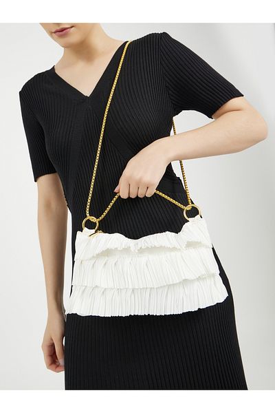 Styli Textured Layer Detail Chain Clutch Bag