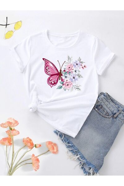 HOFFNUNG Tricou unisex din bumbac supradimensionat cu guler rotund