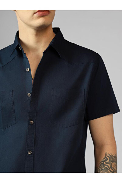 Dennis Lingo By Styli Solid Regular Fit Collared Shirt with Pockets