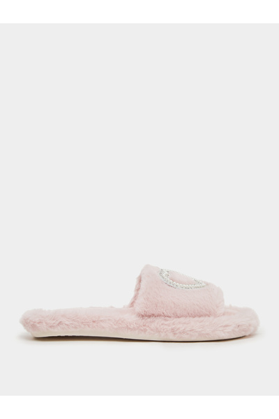 Take Two By Styli Embellished Heart Slip-On Bedroom Slippers