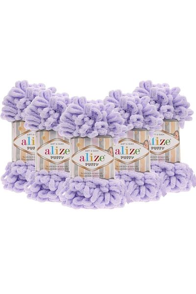 Alize 5 Συσκευασία Puffy 146 Πλεκτά Νήματα στο χέρι - Ελαφριά Λεβάντα