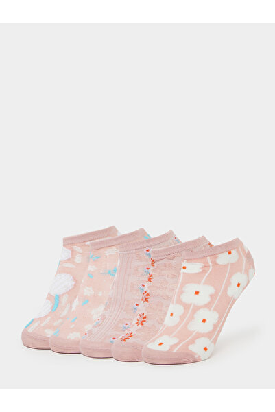 Styli Set Of 5 - Floral Print Ankle Socks