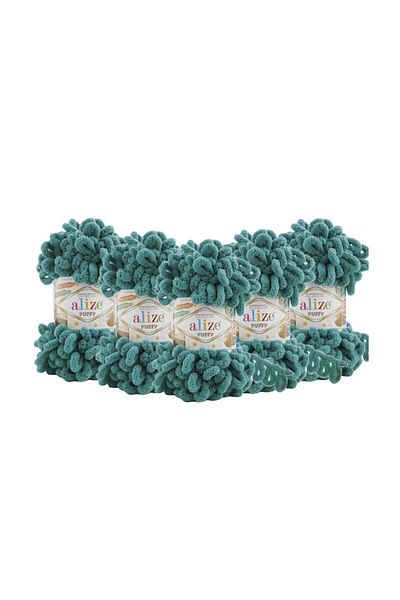 Alize Νήμα πλεξίματος στο χέρι Puffy 847 - 5 Pack Emerald 847 - 100 Gr. 9 Mt. Σχοινί πλεξίματος δακτύλων