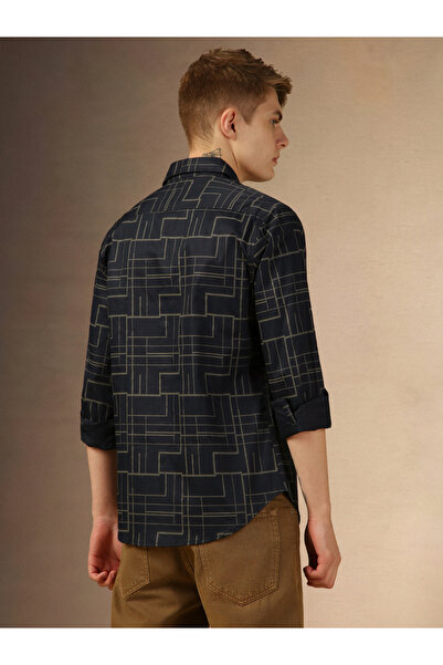 Dennis Lingo By Styli Printed Regular Fit Spread Collar Curved Hem Shirt