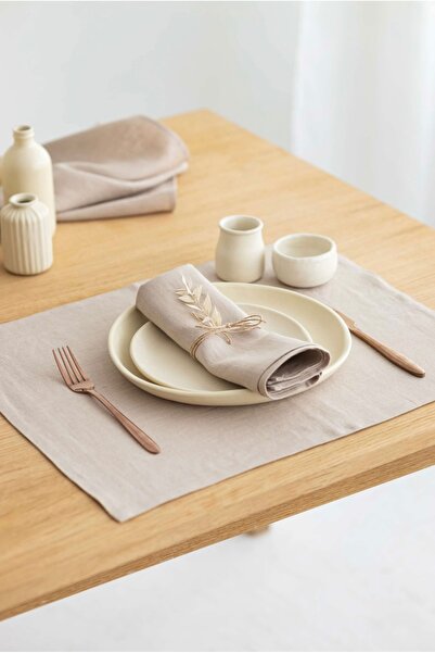 Linen Mood Premier Bej Renk 6’lı Panama Keteni Amerikan Servis 35 X 45cm