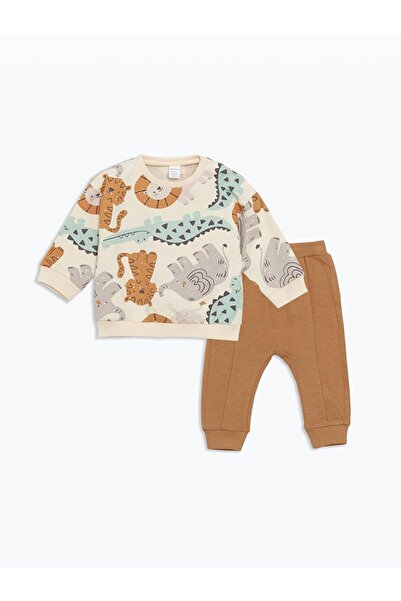 LC Waikiki Crew Neck Sweatshirt and Sweatpants for Baby Boy - Set of 2