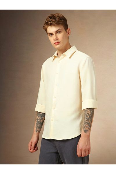 Dennis Lingo By Styli Solid Relaxed Fit Spread Collar Shirt