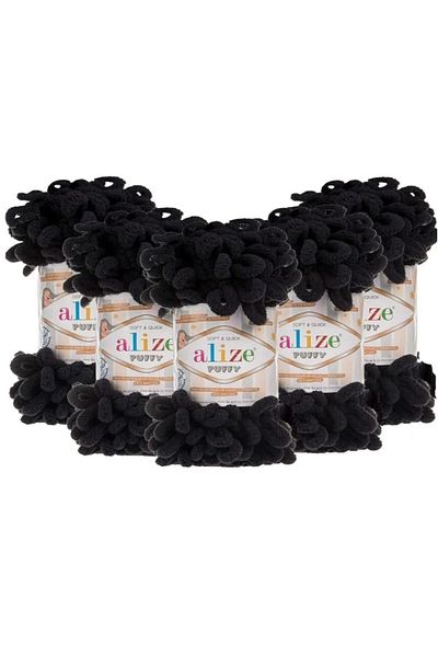 Alize (5 τεμάχια) Μαύρες παντόφλες Puffy 1060 για κουβέρτα και ζακέτα σφουγγαρίστρα