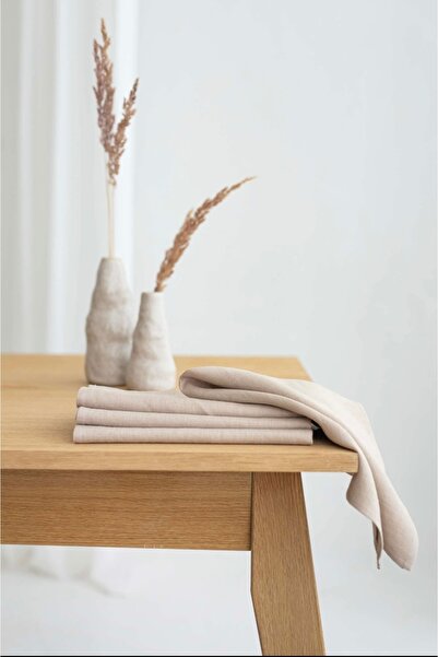 Linen Mood Premier Bej Renk 6’lı Panama Keteni Peçete 40 X 40cm