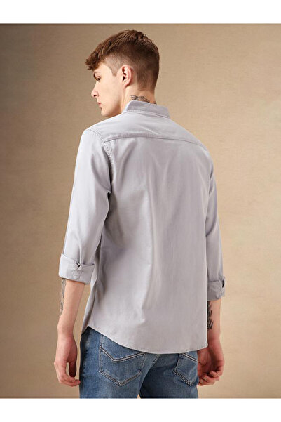 Dennis Lingo By Styli Solid Relaxed Fit Spread Collar Shirt with Pocket