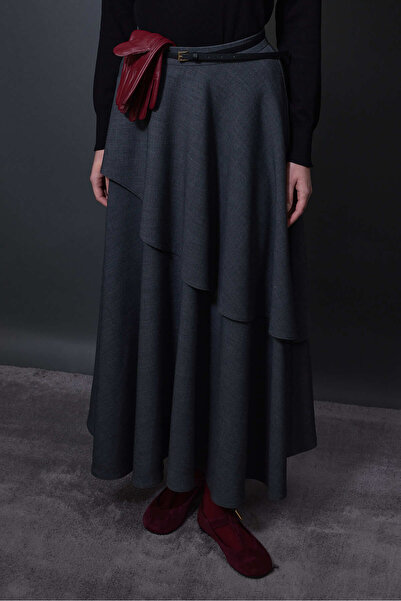Tailors Room Γκρι μελανζέ βαμβακερή φούστα Allerli