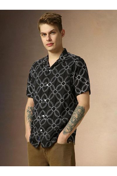 Dennis Lingo By Styli Printed Relaxed Fit Spread Collar Shirt