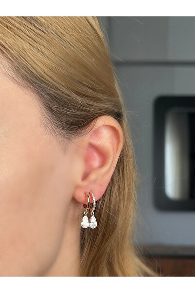 Badiva.Co İkili Görünümlü Taşlı VIP Küpe (22mm)