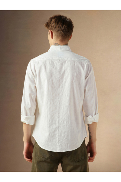 Dennis Lingo By Styli Solid Relaxed Fit Spread Collar Shirt with Pockets