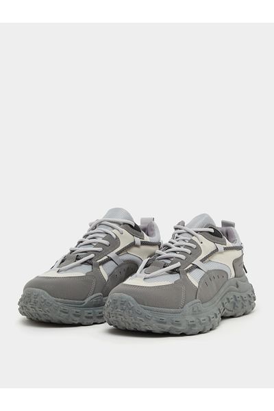 Styli Abstract Lace Design Chunky Sole Lace Up Sneakers