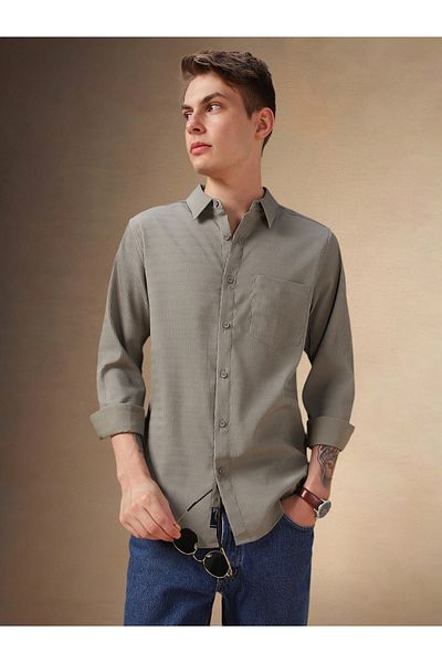 Dennis Lingo By Styli Textured Regular Fit Collared Shirt with Pocket
