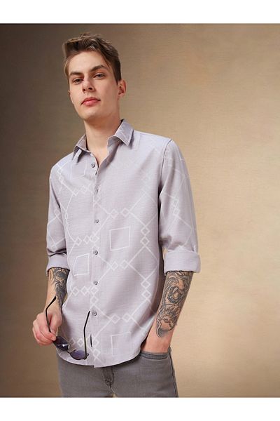 Dennis Lingo By Styli Printed Relaxed Fit Spread Collar Shirt