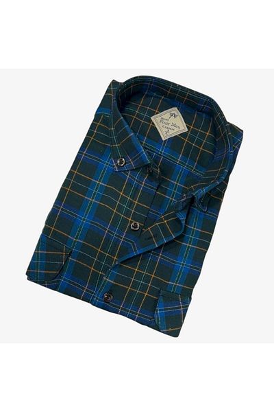 GÖMLEK GALERİSİ Men's Classic Relaxed Fit Plaid Double Pocket Wool Shirt