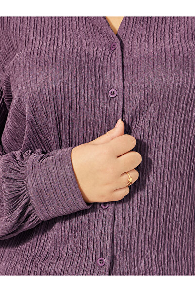 Styli Plus Size Textured Mid-Rise Wide Leg Pants