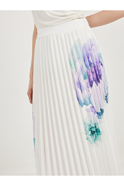 Styli Floral Print Pleated Midi Skirt